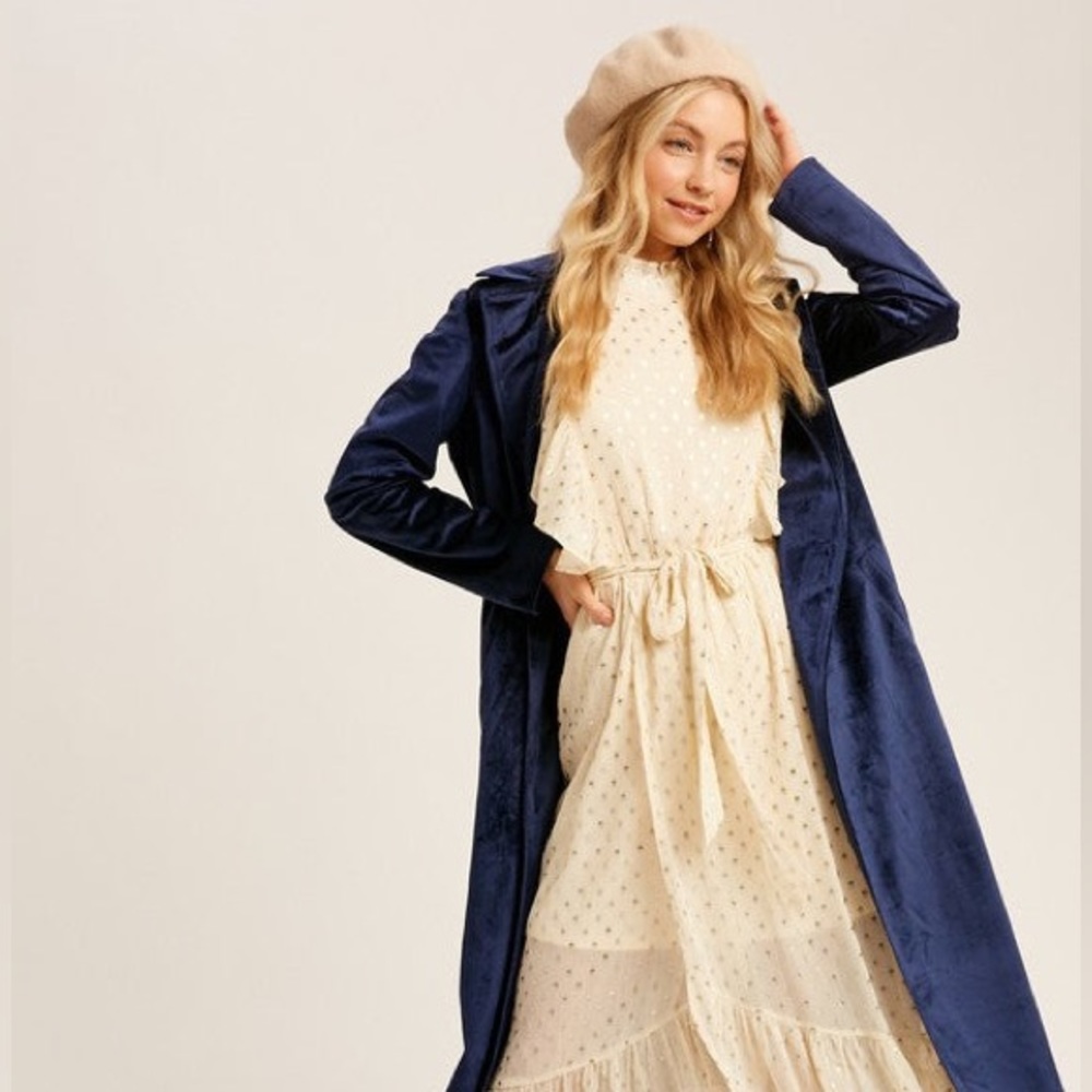 NWT Faux Suede Royal‎ Blue Duster